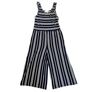 Orange Creek Striped Romper Pockets Wide Leg Cropped USA - Size Women's Small